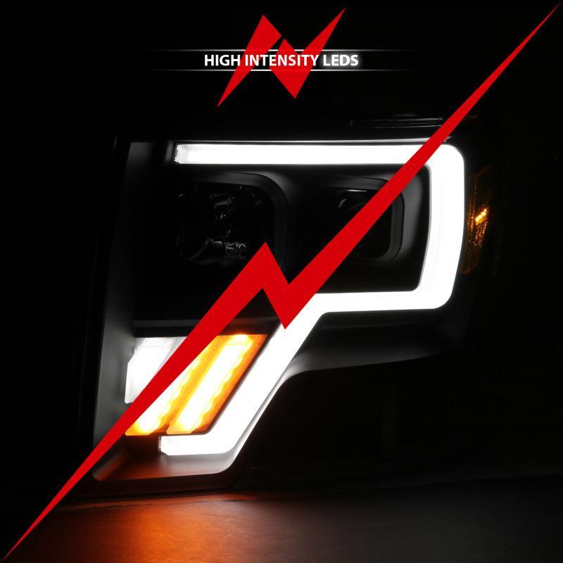 ANZO 2009-2013 Ford F-150 Projector Light Bar G4 Switchback H.L.Black Amber ANZO Headlights AXOPROS