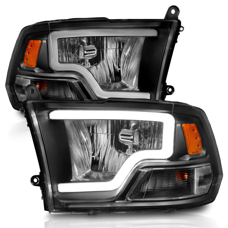ANZO 2009-2018 Dodge Ram 1500 Crystal Headlights w/ Light Bar Black Housing ANZO Headlights AXOPROS