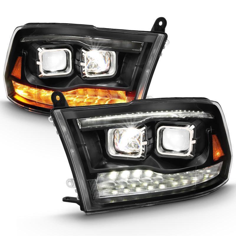 ANZO 2009-2018 Dodge Ram 1500 Led Projector Plank Style Switchback H.L Halo Black Amber (OE Style) ANZO Headlights AXOPROS