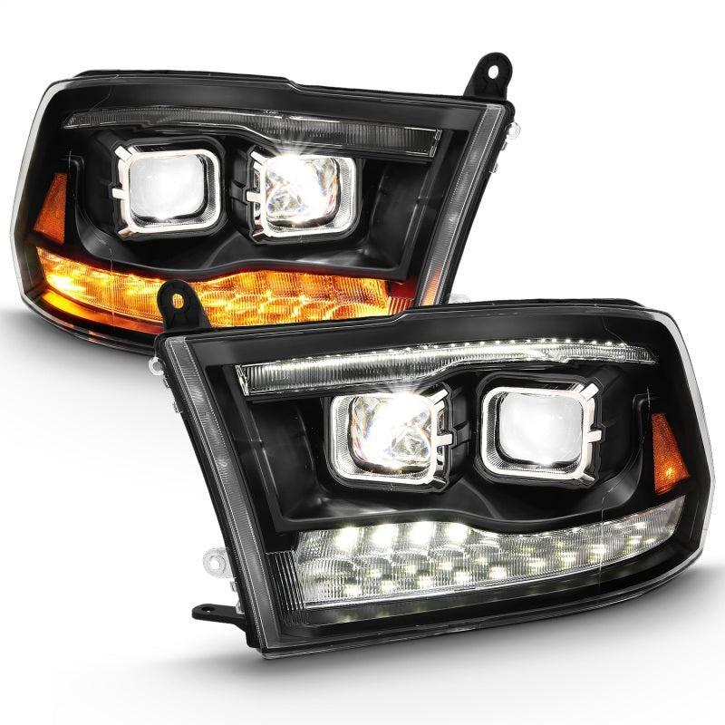 ANZO 2009-2018 Dodge Ram 1500 Led Projector Plank Style Switchback H.L Halo Black Amber (OE Style) ANZO Headlights AXOPROS