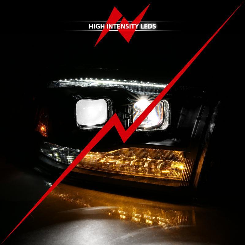 ANZO 2009-2018 Dodge Ram 1500 Led Projector Plank Style Switchback H.L Halo Black Amber (OE Style) ANZO Headlights AXOPROS