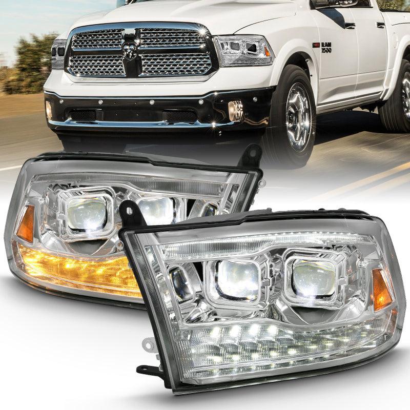 ANZO 2009-2018 Dodge Ram 1500 Led Projector Plank Style Switchback H.L Halo Chrome Amber (OE Style) ANZO Headlights AXOPROS