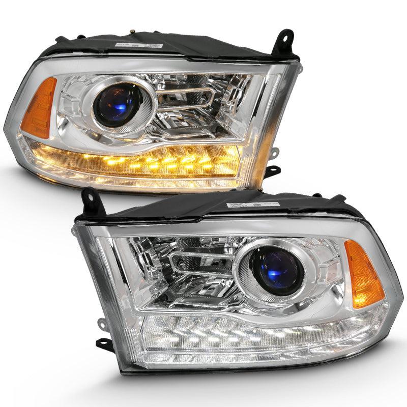 ANZO 2009-2018 Dodge Ram 1500 Projector Plank Style Switchback H.L Halo Chrome Amber (OE Style) ANZO Headlights AXOPROS