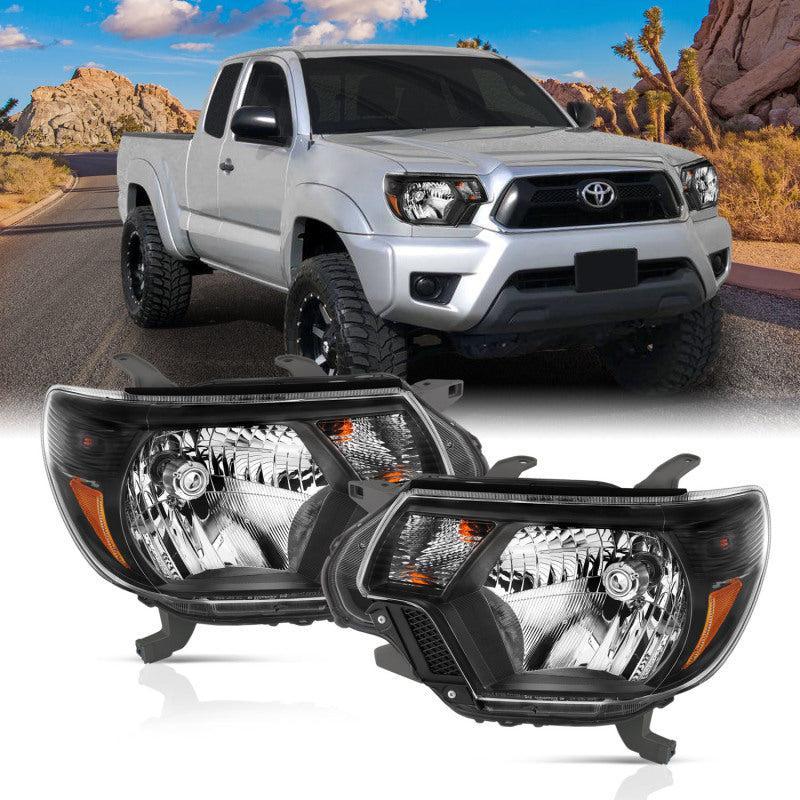 ANZO 2012-2015 Toyota Tacoma Crystal Headlights Black ANZO Headlights AXOPROS