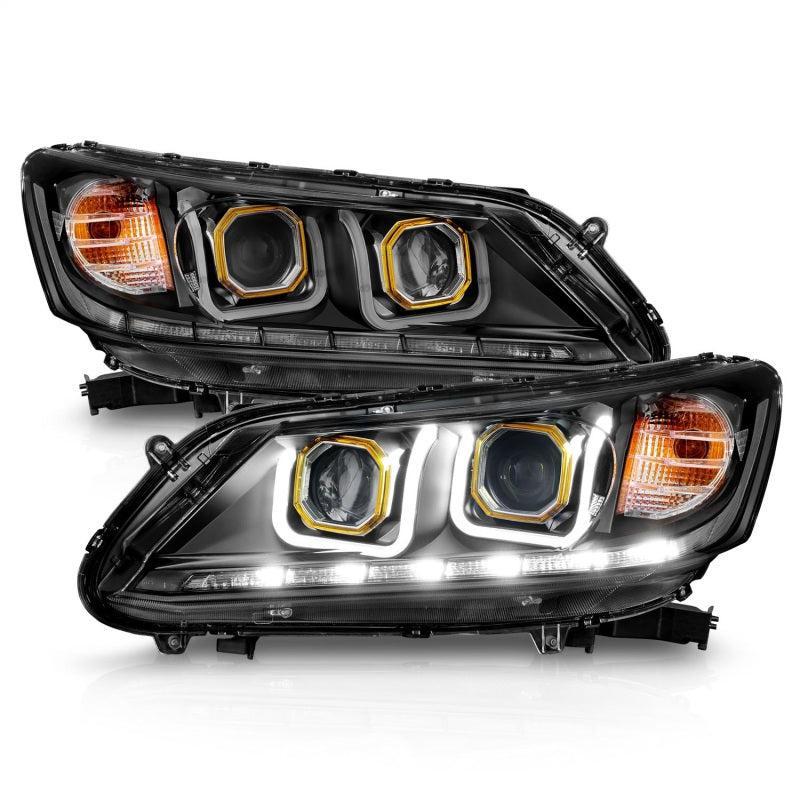 ANZO 2013-2015 Honda Accord Projector Headlights w/ U-Bar Black ANZO Headlights AXOPROS