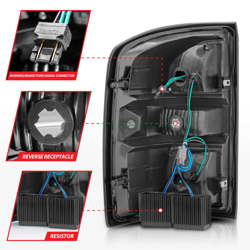 ANZO 2014-2018 GMC Sierra LED Tail Lights Black Housing Clear Lens ANZO Tail Lights AXOPROS