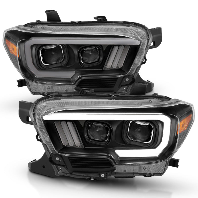 ANZO 2016-2017 Toyota Tacoma Projector Headlights w/ Plank Style Design Black/Amber w/ DRL ANZO Headlights AXOPROS