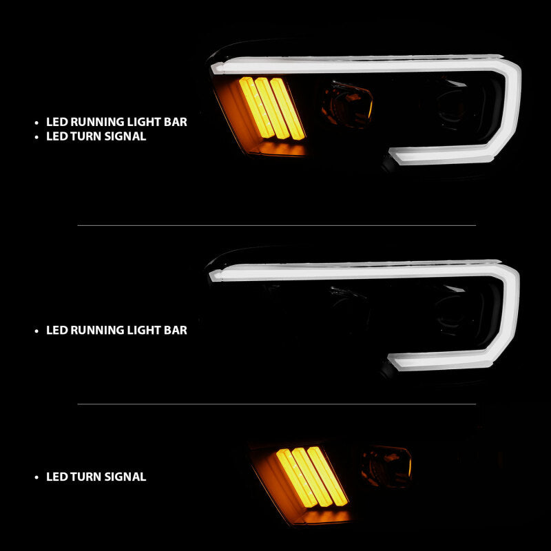 ANZO 2016-2017 Toyota Tacoma Projector Headlights w/ Plank Style Design Black/Amber w/ DRL ANZO Headlights AXOPROS
