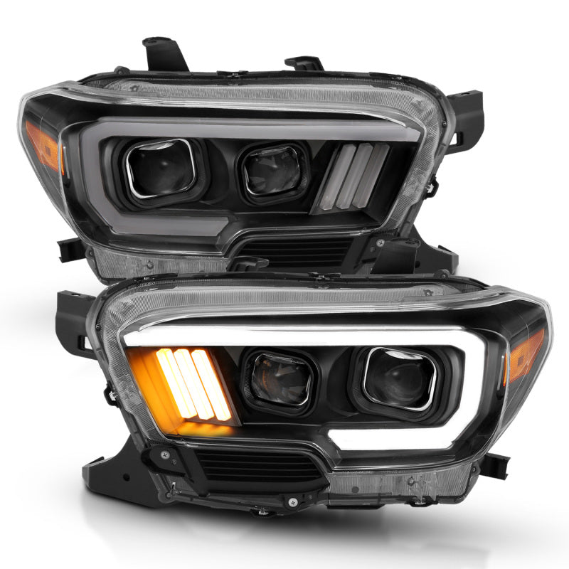 ANZO 2016-2017 Toyota Tacoma Projector Headlights w/ Plank Style Design Black/Amber w/ DRL ANZO Headlights AXOPROS