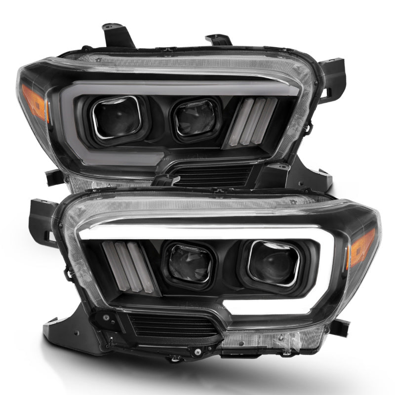 ANZO 2016-2017 Toyota Tacoma Projector Headlights w/ Plank Style Switchback Black w/ Amber ANZO Headlights AXOPROS