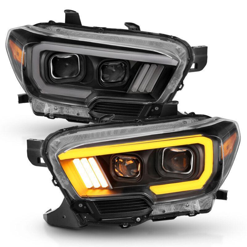 ANZO 2016-2017 Toyota Tacoma Projector Headlights w/ Plank Style Switchback Black w/ Amber w/ DRL ANZO Headlights AXOPROS