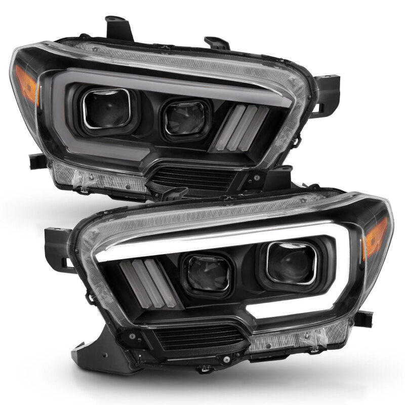 ANZO 2016-2017 Toyota Tacoma Projector Headlights w/ Plank Style Switchback Black w/ Amber w/ DRL ANZO Headlights AXOPROS