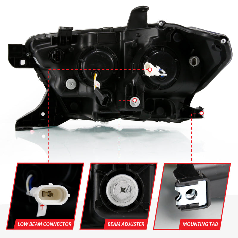 ANZO 2016-2018 Toyota Tacoma LED Projector Headlights Plank Style Black w/ Amber ANZO Headlights AXOPROS