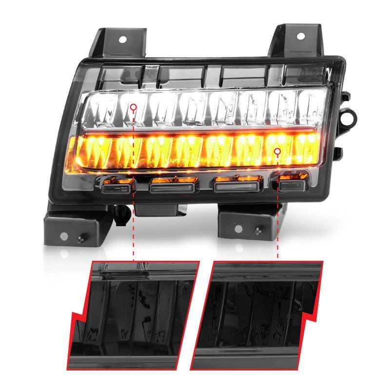 ANZO 2018-2021 Jeep Wrangler LED Side Markers Chrome Housing Smoke Lens w/ Seq. Signal Sport Bulb ANZO Lights Corner AXOPROS