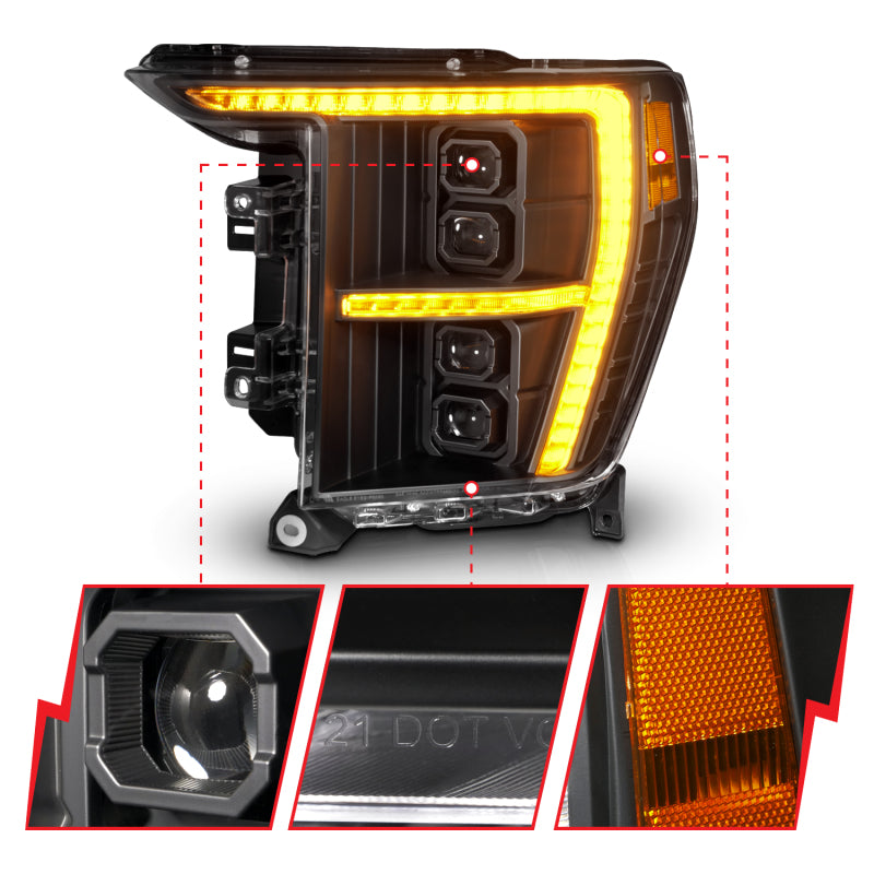 ANZO 21-23 Ford F-150 (w/Factory Halogen) Z-Series Full LED Proj Headlights - Driver Side ONLY ANZO Headlights AXOPROS