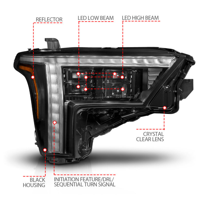 ANZO 22-24 Toyota Tundra (w/Factory LED Refl.) Z-Series Full LED Proj Headlights - Pass. Side ONLY ANZO Headlights AXOPROS