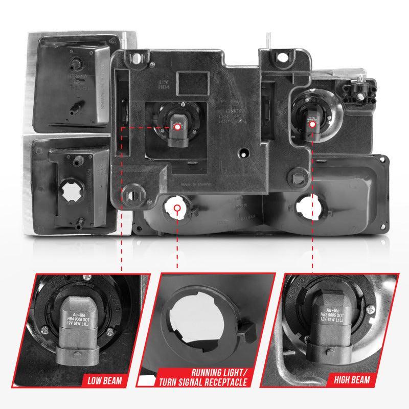 ANZO 88-98 Chevrolet C1500 Crystal Headlights Black ANZO Headlights AXOPROS