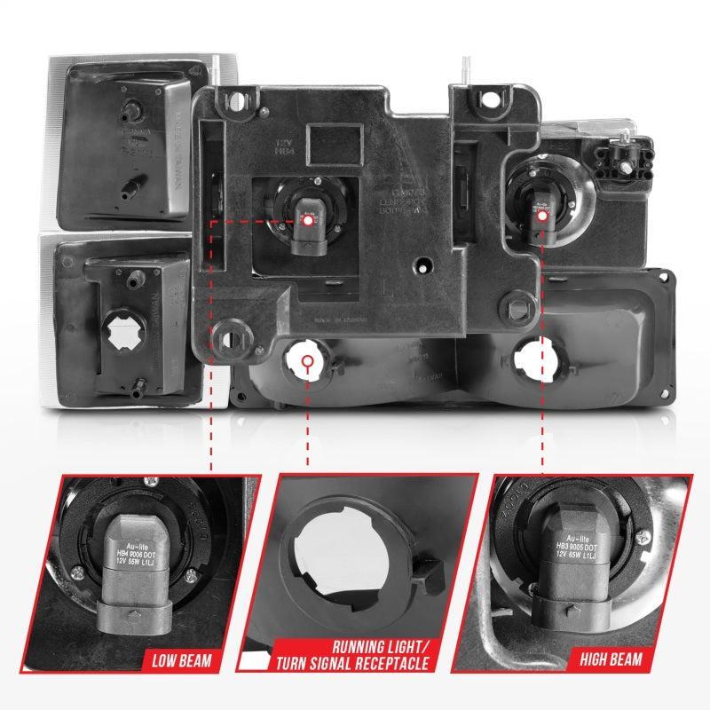 ANZO 88-98 Chevrolet C1500 Crystal Headlights Black ANZO Headlights AXOPROS