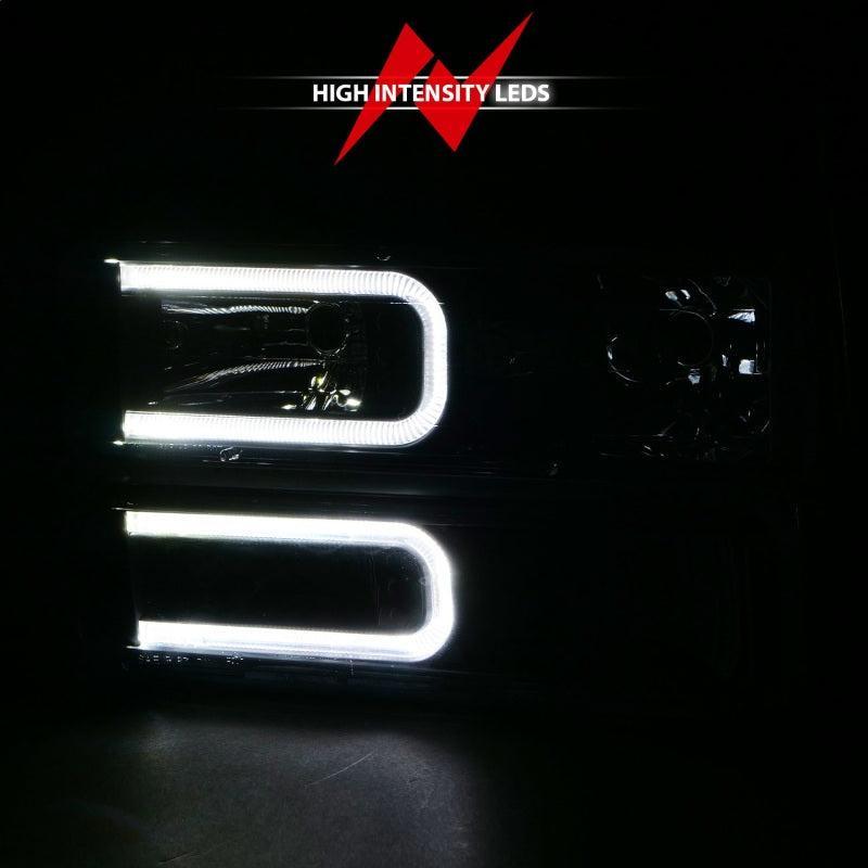 ANZO 88-98 Chevrolet C1500 Crystal Headlights w/ Light Bar Black Housing w/ Signal Side Markers 8Pcs ANZO Headlights AXOPROS