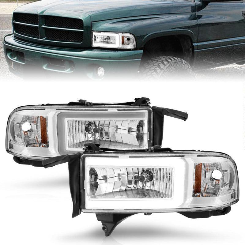 ANZO 94-02 Dodge RAM Crystal Headlight - w/ Light Bar Chrome Housing ANZO Headlights AXOPROS