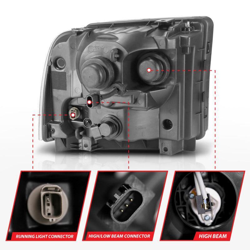 ANZO 99-04 Ford F250/F350/F450/Excursion (excl 99) Projector Headlights - w/ Light Bar Black Housing ANZO Headlights AXOPROS