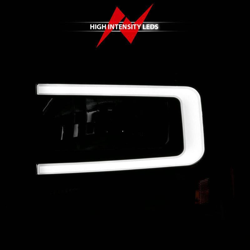 ANZO 99-04 Ford F250/F350/F450/Excursion (excl. 99) Crystal Headlights - w/ Light Bar Black Housing ANZO Headlights AXOPROS