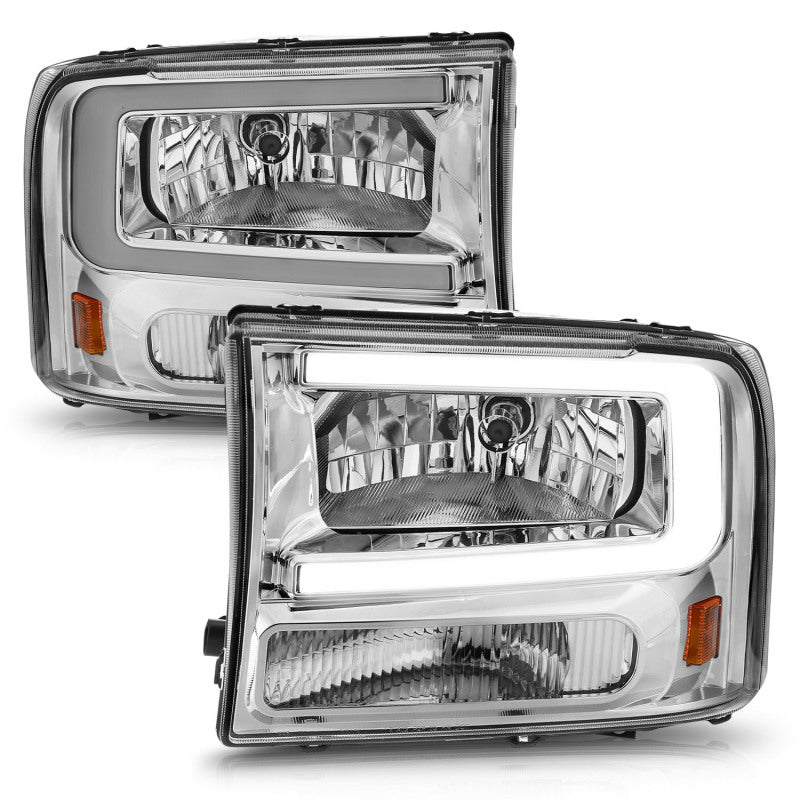 ANZO 99-04 Ford F250/F350/F450/Excursion (excl. 99) Crystal Headlights - w/ Light Bar Chrome Housing ANZO Headlights AXOPROS