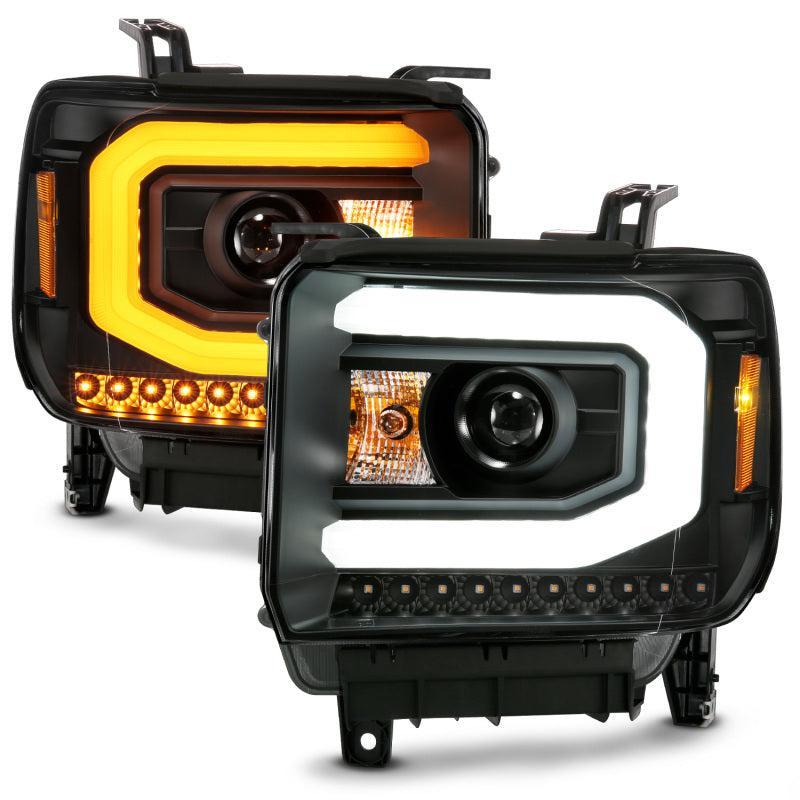 ANZO GMC SIERRA 1500 14-15 2500H/15-19 Projector Headlight Plank Style Black w/ Switchback (Halogen) ANZO Headlights AXOPROS