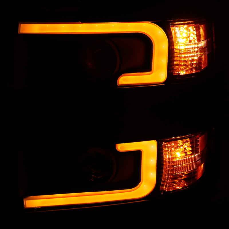 ANZO Projector Headlights 15-17 Chevrolet Silverado 2500HD / 3500HD Black w/ Black Rim ANZO Headlights AXOPROS