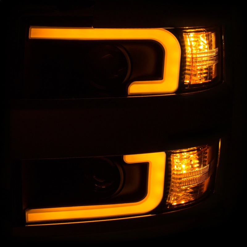 ANZO Projector Headlights 15-17 Chevrolet Silverado 2500HD / 3500HD Black w/ Chrome Rim ANZO Headlights AXOPROS