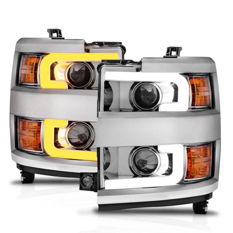 ANZO Projector Headlights 15-17 Chevrolet Silverado 2500HD / 3500HD Chrome w/ Chrome Rim ANZO Headlights AXOPROS