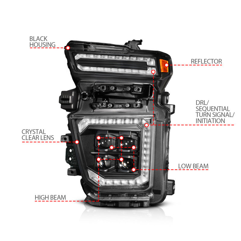 ANZO Z-Series 20-23 Chevy Silverado 2500/3500 Z-Series Full LED Proj Headlights Black - Pass. Side ANZO Headlights AXOPROS