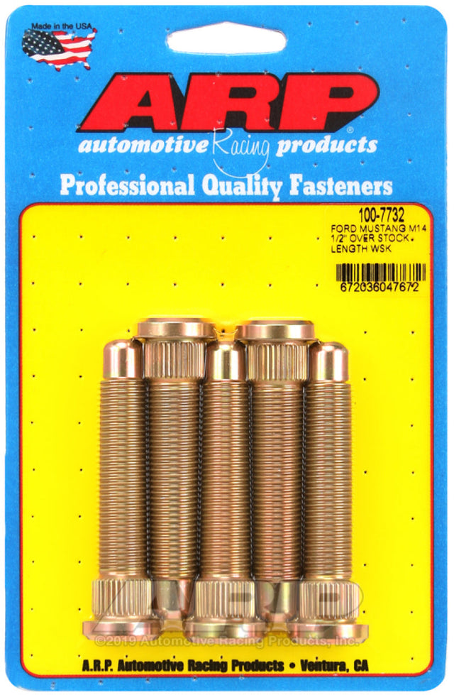 ARP 2015+ Ford Mustang GT M14 1/2in Over Stock Length Wheel Stud Kit ARP Wheel Studs  AXOPROS