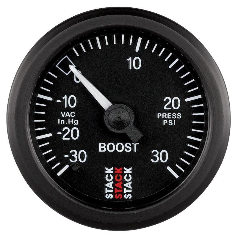 Autometer 52mm Stack Instruments -30INHG to +30PSI Mechanical Boost Gauge - Black AutoMeter Gauges AXOPROS