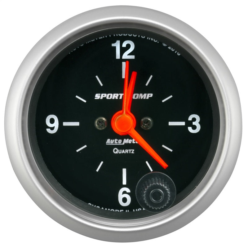 Autometer Sport-Comp 2-1/16in. 12 Hour Analog Clock Gauge AutoMeter Gauges AXOPROS