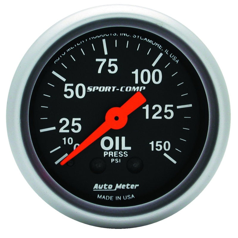Autometer Sport Comp 52mm Mechanical 0-150 PSI Oil Pressure Gauge AutoMeter Gauges AXOPROS