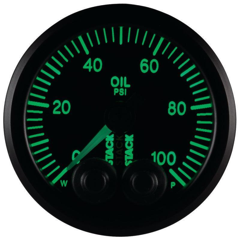 Autometer Stack Instruments Pro Control 52mm 0-100 PSI Oil Pressure Gauge - Black (1/8in NPTF Male) AutoMeter Gauges AXOPROS