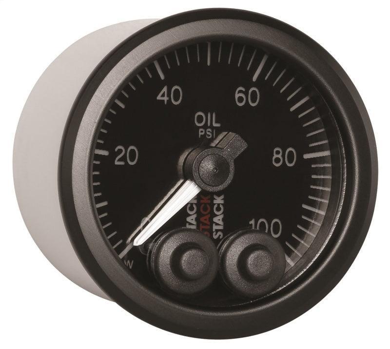 Autometer Stack Instruments Pro Control 52mm 0-100 PSI Oil Pressure Gauge - Black (1/8in NPTF Male) AutoMeter Gauges AXOPROS