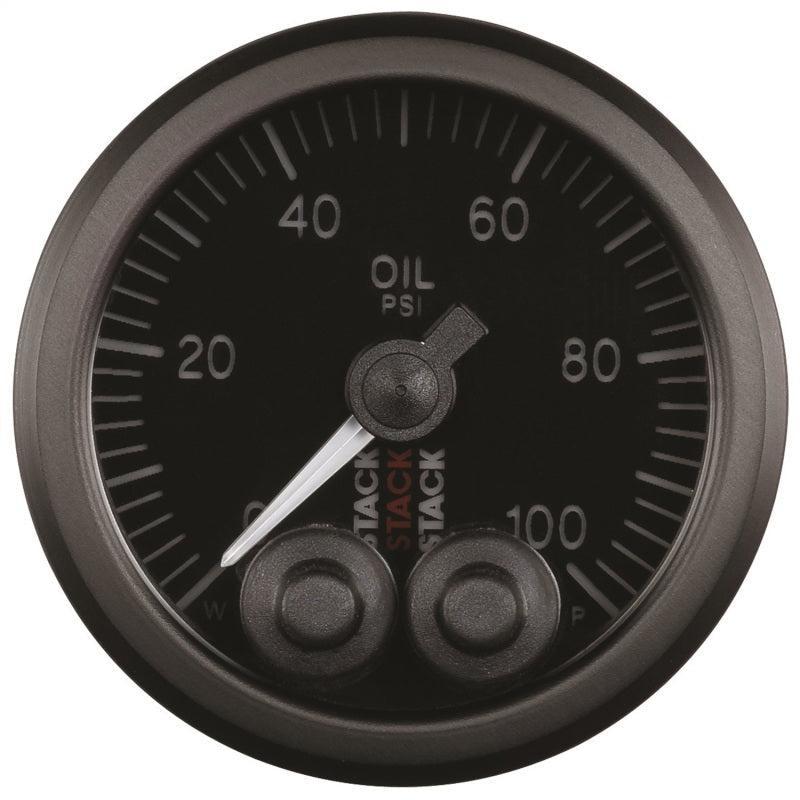 Autometer Stack Instruments Pro Control 52mm 0-100 PSI Oil Pressure Gauge - Black (1/8in NPTF Male) AutoMeter Gauges AXOPROS