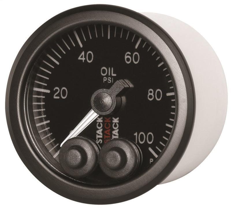Autometer Stack Instruments Pro Control 52mm 0-100 PSI Oil Pressure Gauge - Black (1/8in NPTF Male) AutoMeter Gauges AXOPROS