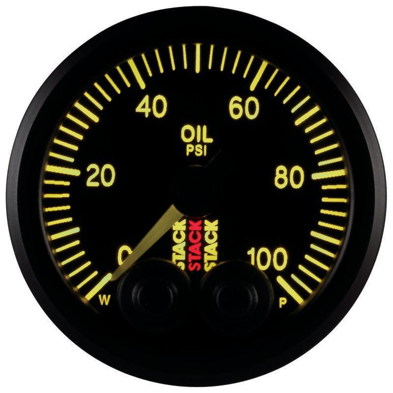 Autometer Stack Instruments Pro Control 52mm 0-100 PSI Oil Pressure Gauge - Black (1/8in NPTF Male) AutoMeter Gauges AXOPROS