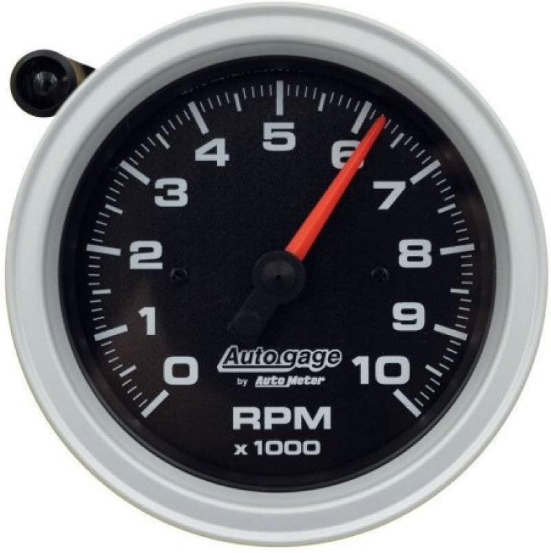 AutoMeter Tachometer Gauge 10K RPM 3 3/4in Pedestal w/Ext. Shift-Light - Black Dial/Black Case AutoMeter Performance Monitors AXOPROS