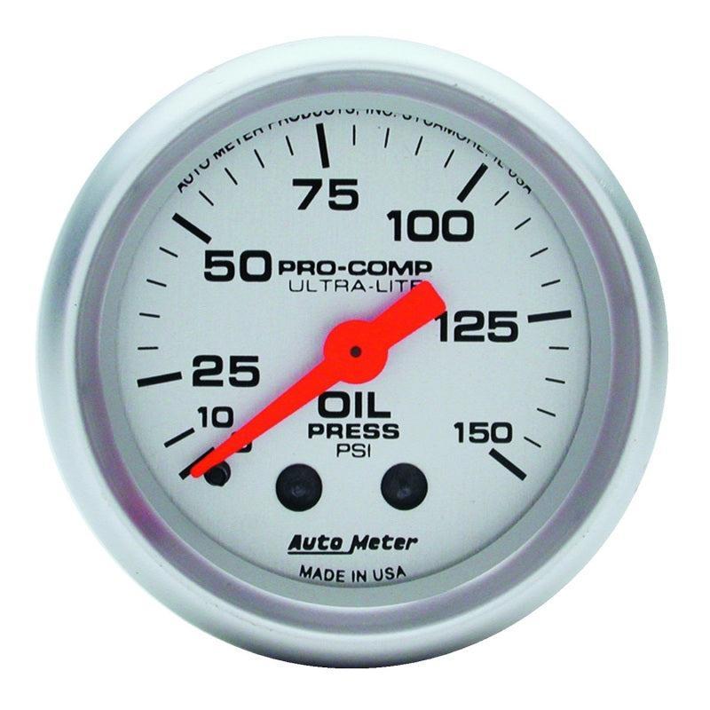 Autometer Ultra-Lite 52mm 0-150 PSI Mechanical Oil Pressure Gauge AutoMeter Gauges AXOPROS