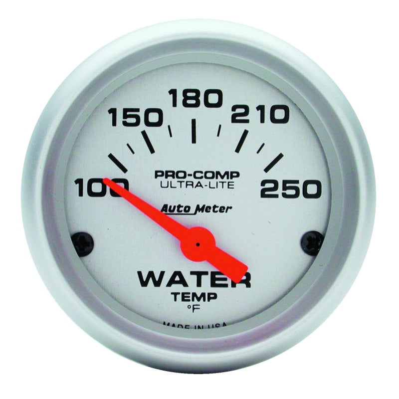 Autometer Ultra-Lite 52mm 100-250 Deg F Short Sweep ElectricWater Temp Gauge AutoMeter Gauges AXOPROS