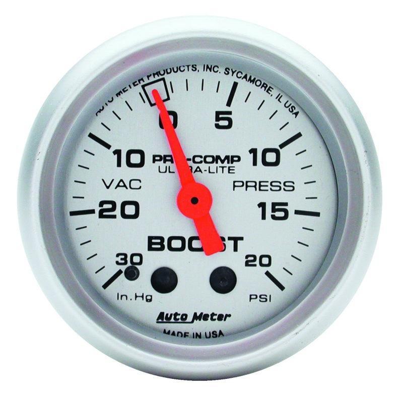 Autometer Ultra-Lite 52mm 20 PSI Mechanical Boost Gauge AutoMeter Gauges AXOPROS