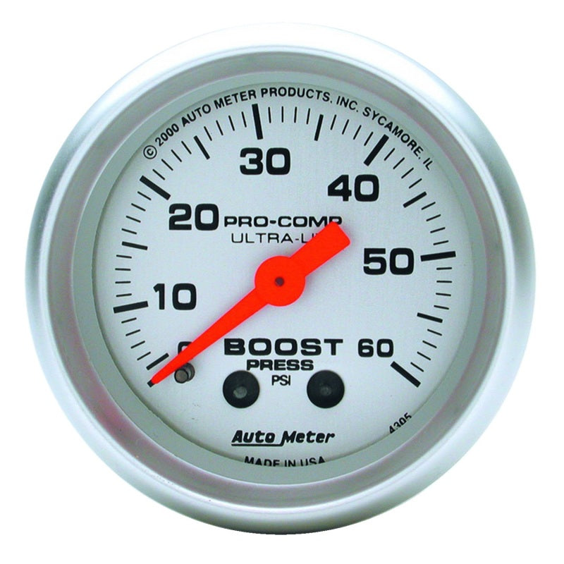 Autometer Ultra-Lite 52mm 60 PSI Mechanical Boost Gauge AutoMeter Gauges AXOPROS