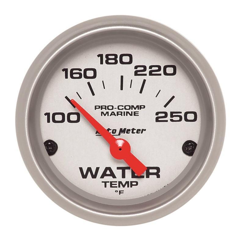Autometer Water Temp Gauge 2 1/6in 100-200 Degree F Electric Marine Silver AutoMeter Gauges AXOPROS