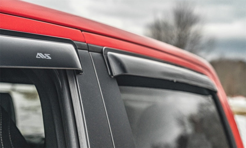 AVS 16-18 Nissan Titan XD Crew Cab Ventvisor Outside Mount Window Deflectors 4pc - Smoke AVS Wind Deflectors AXOPROS