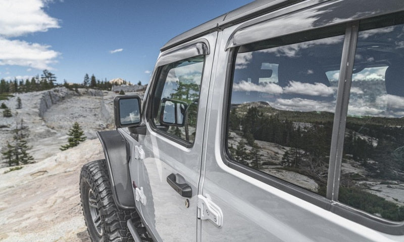 AVS 2018 Jeep Wrangler Unlimited (4-Door) Ventvisor Outside Mount Window Deflectors 4pc - Smoke AVS Wind Deflectors AXOPROS