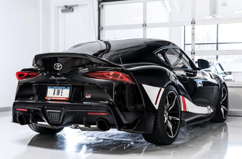 AWE 2020 Toyota Supra A90 Resonated Touring Edition Exhaust - 5in Diamond Black Tips AWE Tuning Catback AXOPROS
